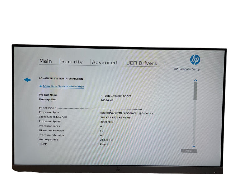 HP EliteDesk 800 G5 SFF Intel i5 - 9500 CPU @ 3.00GHz 16GB DDR4 Ram θ