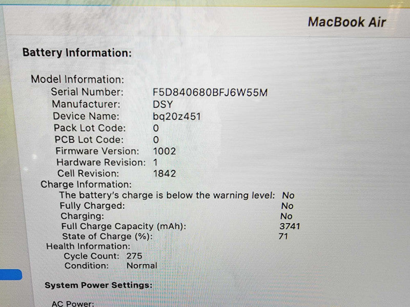 Apple Macbook Air Retina 2018 13" 2-Core i5-8210Y @ 1.6GHz 8GB DDR3 256GB SSD (