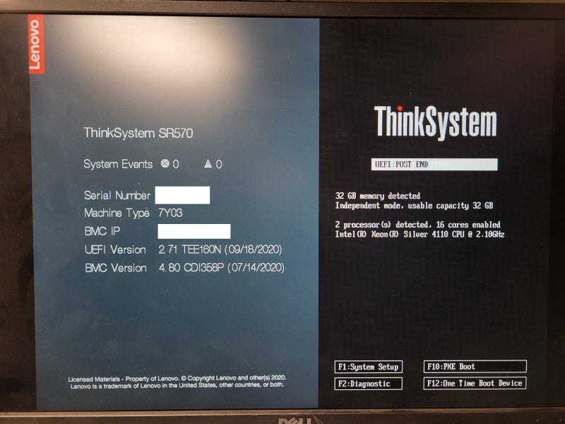 Lenovo SR570 1U 2.5" 2x Silver 4110 @ 2.1GHz 32GB RAM 2x 550W PSU $
