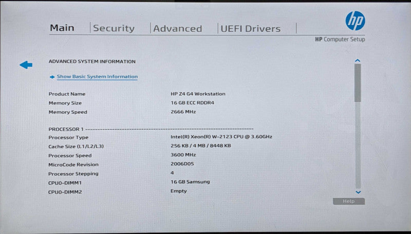 HP Z4 G4 Workstation Xeon W2123 3.60GHz, 16GB DDR4, 512GB NVMe, No GPU