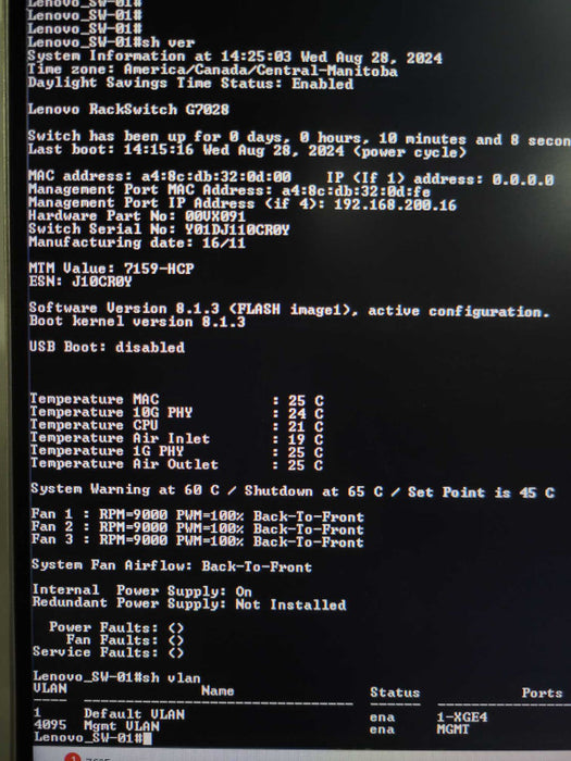 Lenovo RackSwitch G7028 Ethernet Switch Layer 2 1/10 Gigabit Ethernet _