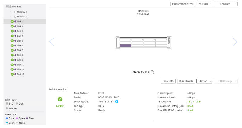 QNAP TS-1273U-RP, 12-Bays NAS, 48TB (12x 4TB) HDDs