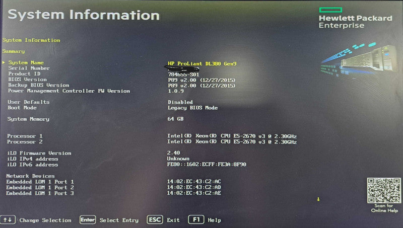 HP DL380 Gen9 2U 24x 2.5" | 2x Xeon E5-2670 v3 12C, 64GB DDR4, P440ar, SFP+