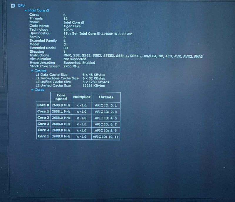 Dell Precision 3561 i5-11400H NVIDIA T600 16GB RAM 256SSD No Power Adapter!  Lap200