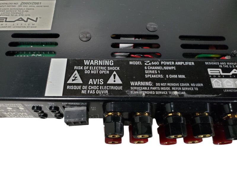 Elan Z Series Z660/Z661 Amplifier 6 Channel 3 Zone Power Amp