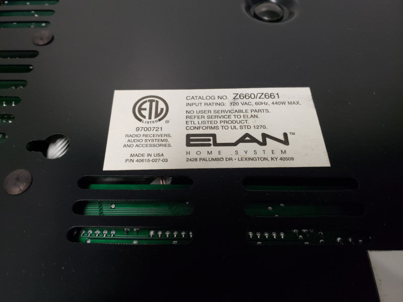 Elan Z Series Z660/Z661 Amplifier 6 Channel 3 Zone Power Amp