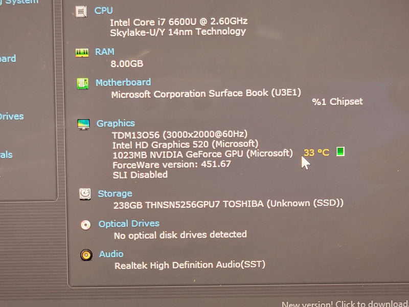 MS Surface Book i7-6600U 2.6GHz 8GB RAM 256GB SSD 1GB GPU, READ _ Lap200