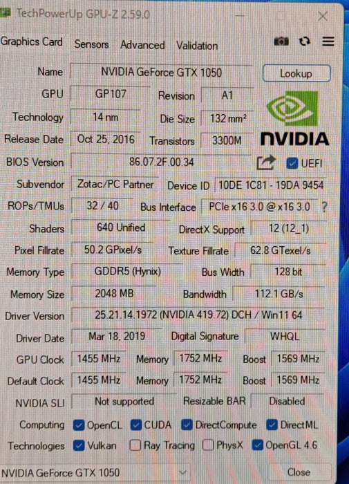 Zotac GeForce GTX 1050 OC Edition | 2GB GDDR5 Graphics Card | DP, HDMI, DVI