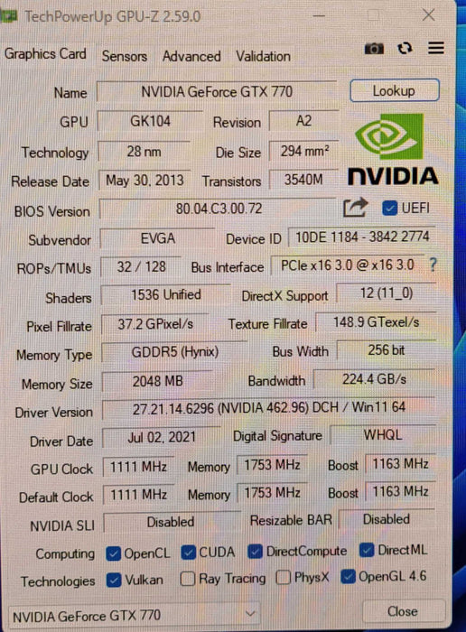 EVGA NVIDIA GeForce GTX 770 | 2GB GDDR5 Graphics Card | DP, HDMI & 2x DVI