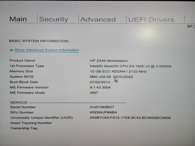 HP Z440 Workstation | Xeon E5-1620 v3 @ 3.50GHz 4C, 12GB DDR4, No HDD's !