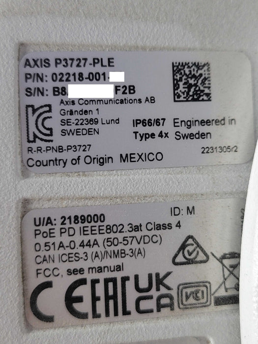 Axis P3727-PLE 02218 Quad-Cam Network PTZ Panoramic Camera  Q_
