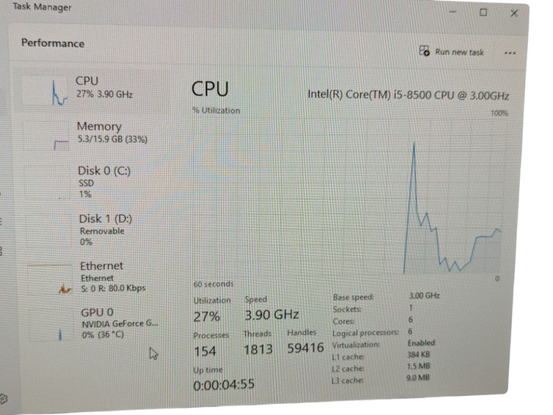 DELL Inspiron Gaming 5680 Intel Core i5-8500 @ 3.00Ghz 16GB RAM 256GB NVMe -