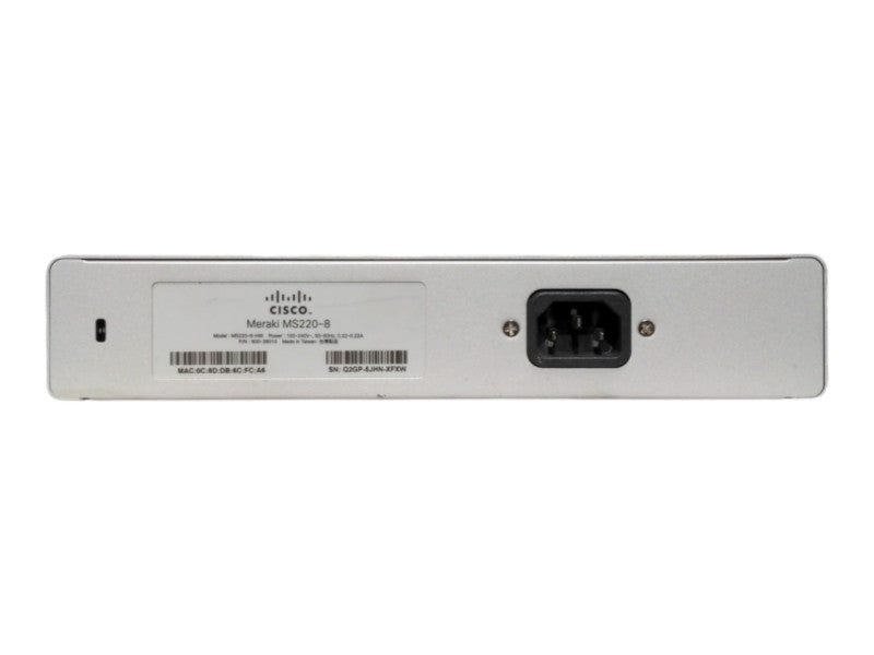 Cisco Meraki MS220-8-HW 8 Port Cloud Managed Switch, Unclaimed Q