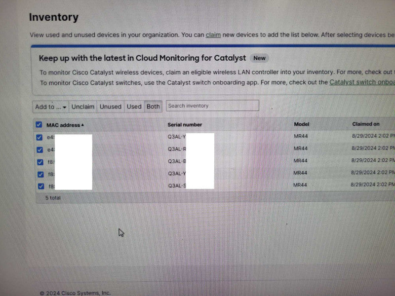 Cisco Meraki MR44-HW | 802.11ax Access Point | UNCLAIMED Q$