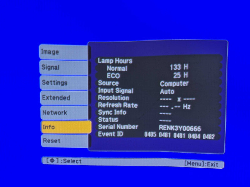 Epson PowerLite 1776W WXGA 3LCD Projector, H476A, Lamp Hour: 158Hrs