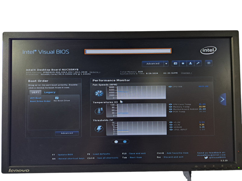 Intel NUC Mini PC | Core i5-5250U 1.60GHz, 8GB RAM, No SSD | NUC5i5RYH