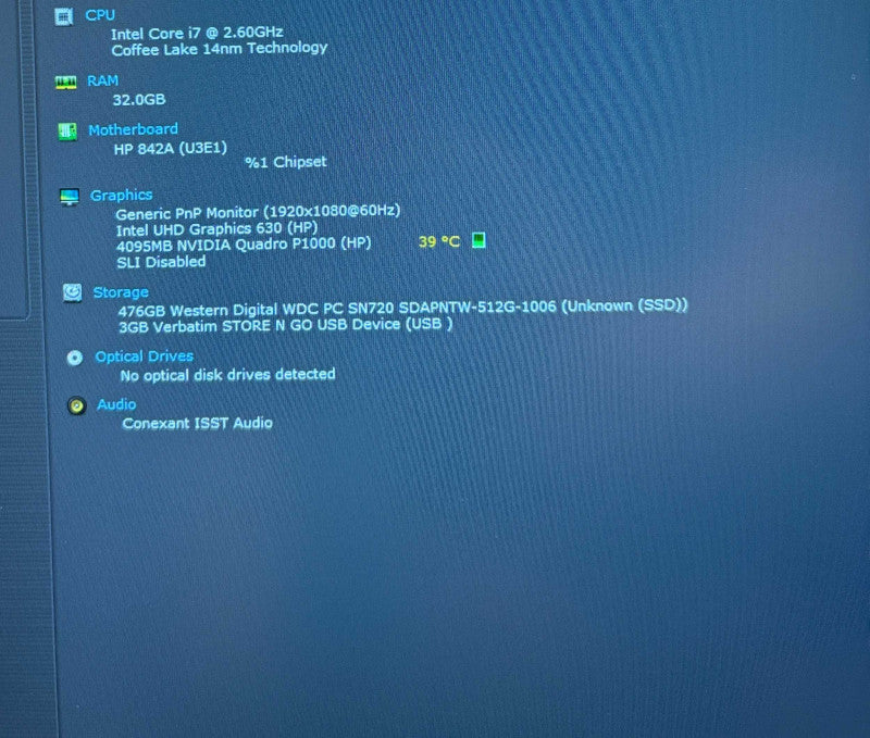 HP ZBook 15 G5 i7-8850H@2.6GHz QUADRO P1000 4GB GPU 32GB RAM 512GB SSD