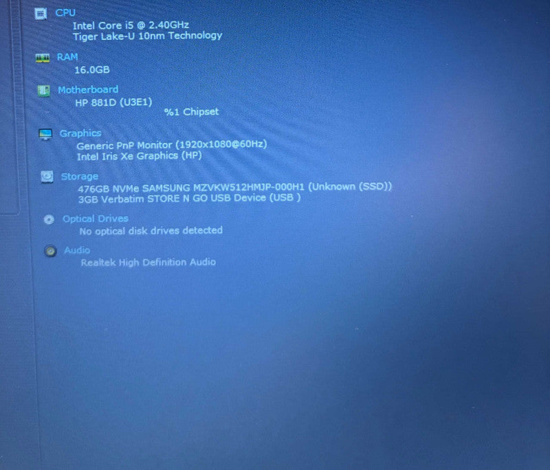 HP 250 G8 Notebook PC Intel Core i5-1135G7@2.4GHz 16GB RAM 512GB SSD READ!  Lap200
