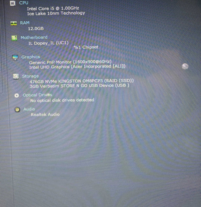 Acer Aspire 3 A317-52 Intel Core i5-1035G1@1GHz 12GB RAM 512GB SSD