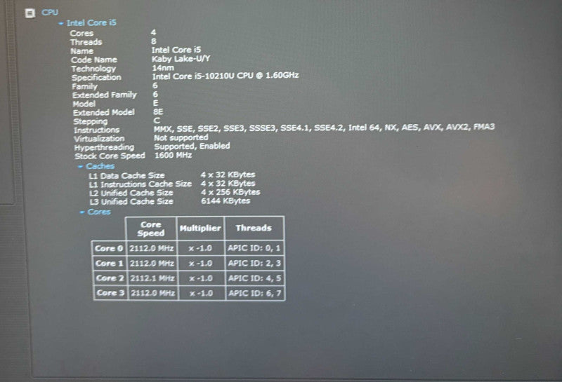 Dell Latitude 5410 Intel Core i5-10210U@1.6GHz 16GB RAM256GB SSD READ