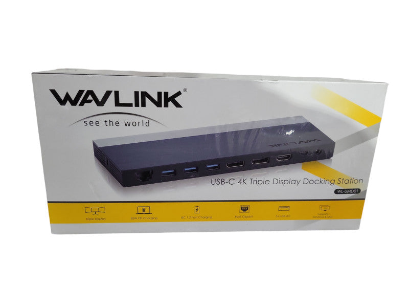 Wavlink WL-UMD01 Triple Display USB-C Docking Station-4K New Sealed !