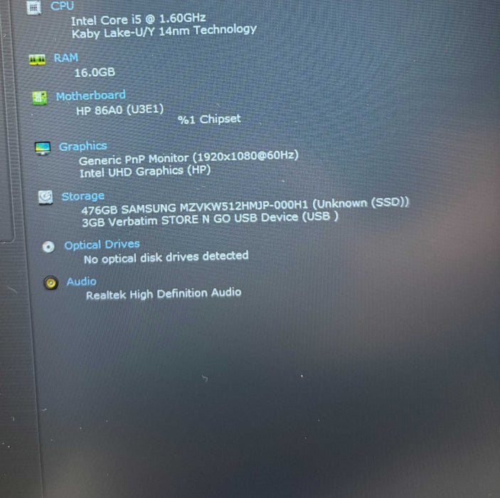 HP ProBook450 G7 Intel Core i5-10210U@1.6GHz 16GB RAM 512GB SSD READ  Lap200