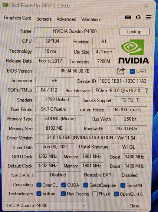 NVIDIA Quadro P4000 | 8GB GDDR5 PCIe Professional Graphics Card | 4x DP Q