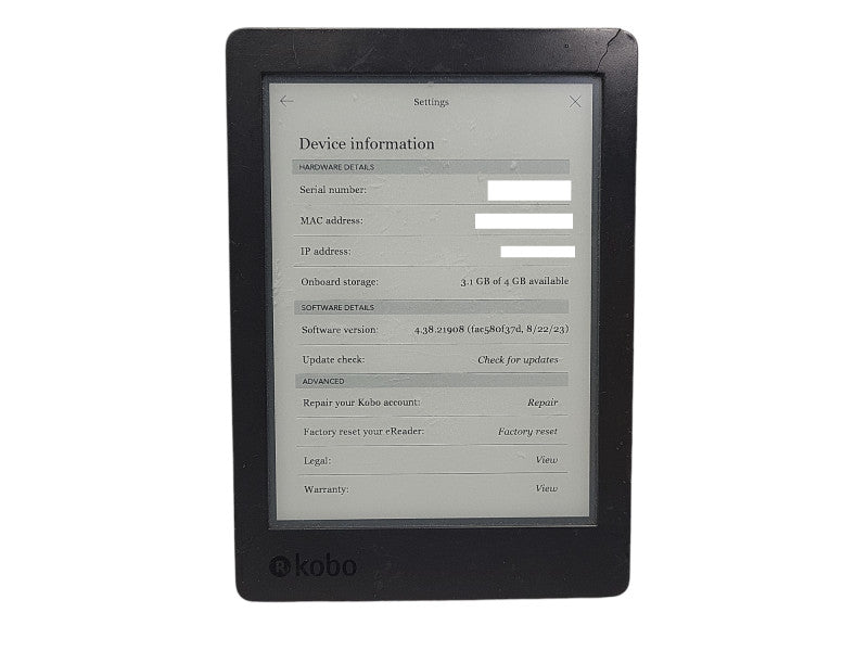 Kobo Aura Edition 2 N236 4GB E-Reader READ  $