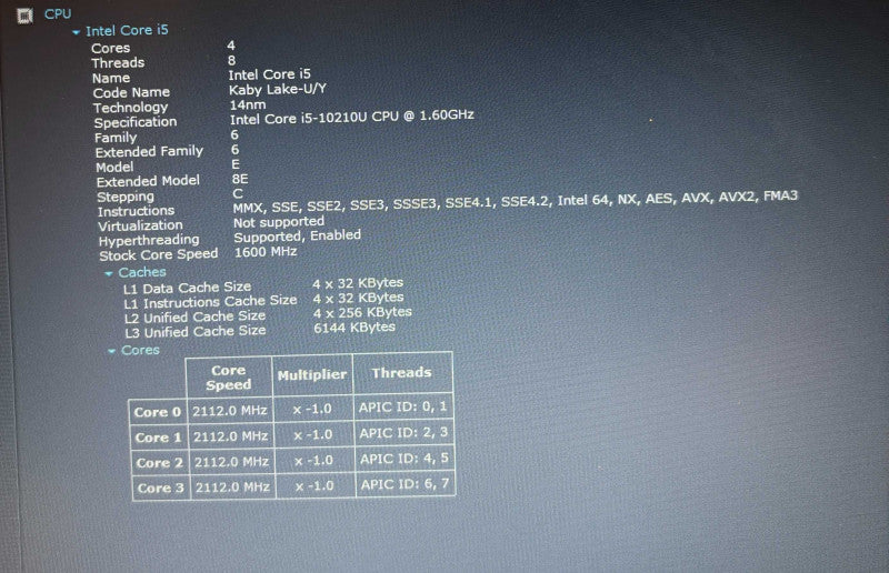 Dell Latitude 5410 Intel Core i5-10210U@1.6GHz 16GB RAM 256GB SSD  Lap200