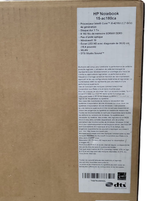 New HP Notebook 15-ac180ca Core I5-4210U 1.7GHz, 8GB DDR3, 1TB HDD, 15.6" _ Lap200