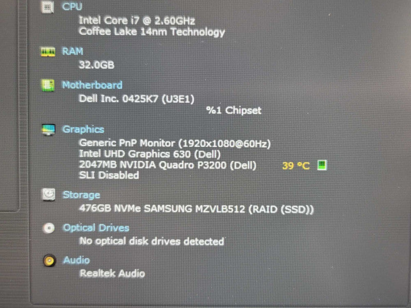 Dell Precision 7530| i7-8850H| 32GB DDR4| Quadro P3200| 512GB SSD  β Lap200