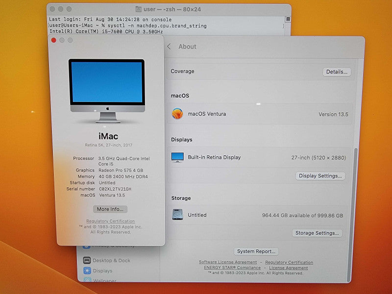 iMac Retina 5K 2017 27" | 4-Core i5-7600 @3.5GHz | 40GB DDR4 | 1TB SSD - READ