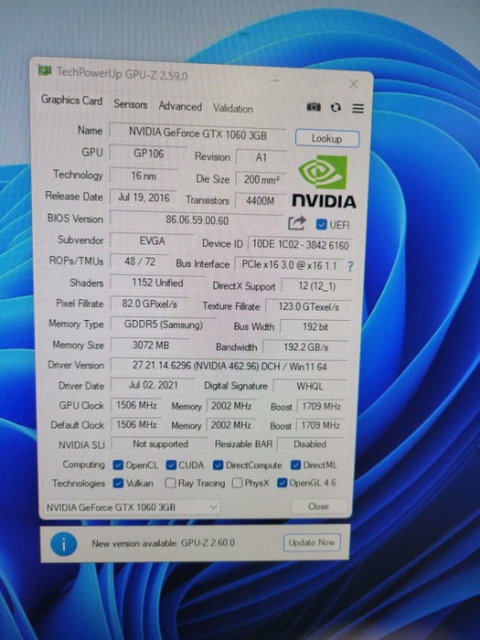 EVGA GeForce GTX 1060 3GB DDR5 Graphics Card !