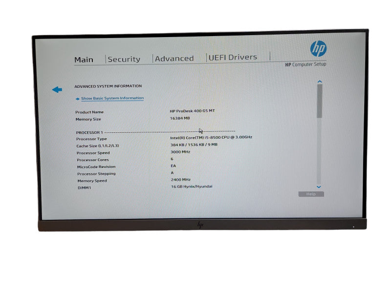 HP ProDesk 400 G5 SFF Intel Core i5 - 8500 CPU @ 3.00GHz 16GB DDR4 Ram θ