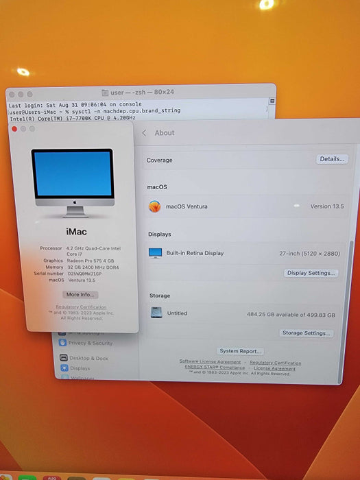 iMac 5K Retina 2017 27" | 4-Core i7-7700K @4.2GHz | 32GB DDR4 | 500GB SSD