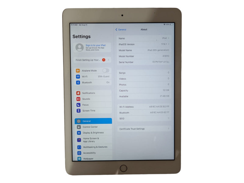 Apple iPad 6th generation 32GB, A1893, Unlocked