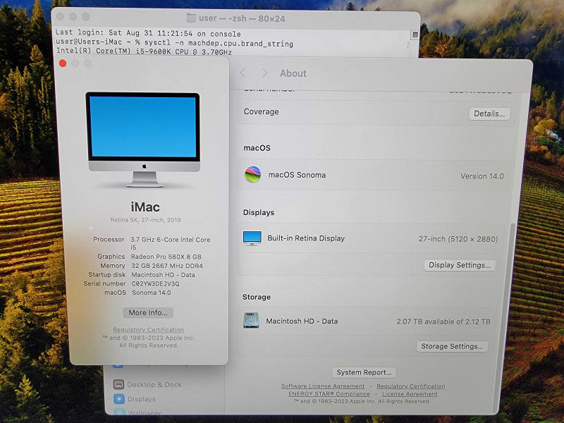 iMac Retina 5K 2019 27" | 6-Core i5-9600K @3.7GHz | 32GB DDR4 |2TB SSD - READ