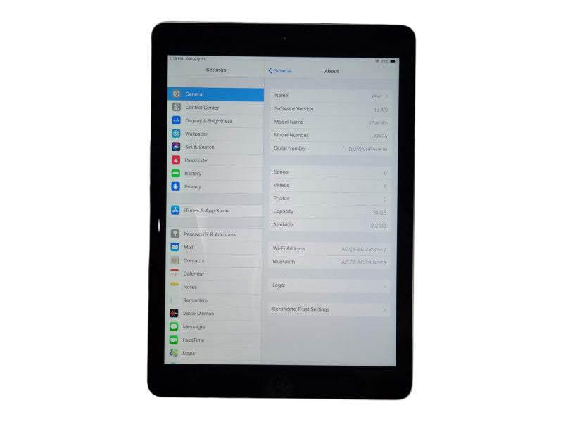 Apple iPad Air 16GB, A1474