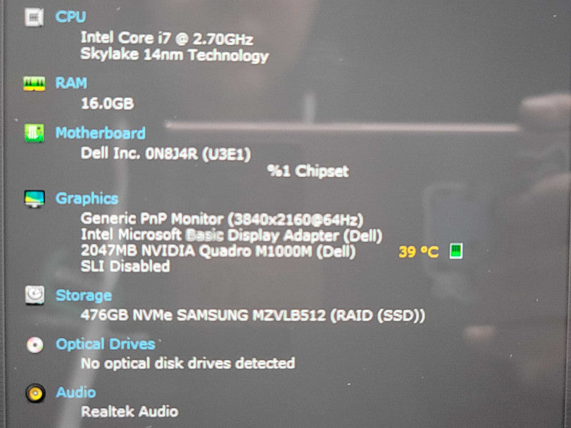 Dell Precision 5510| i7-6820HQ| 16GB DDR4| Quadro M1000| 512GB SSD 4K TOUCH  β Lap200