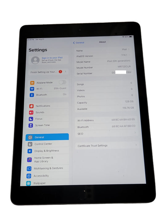 Apple iPad 6th Gen - 128GB - Gray Q_
