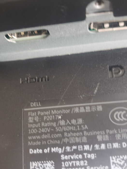 Dell 19.5" Widescreen LCD Monitor 16:9 1600x900 HDMI VGA DP - P2017H