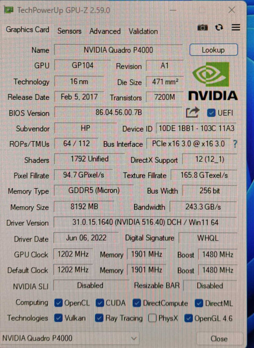 NVIDIA Quadro P4000 | 8GB GDDR5 PCIe Professional Graphics Card | 4x DP Q