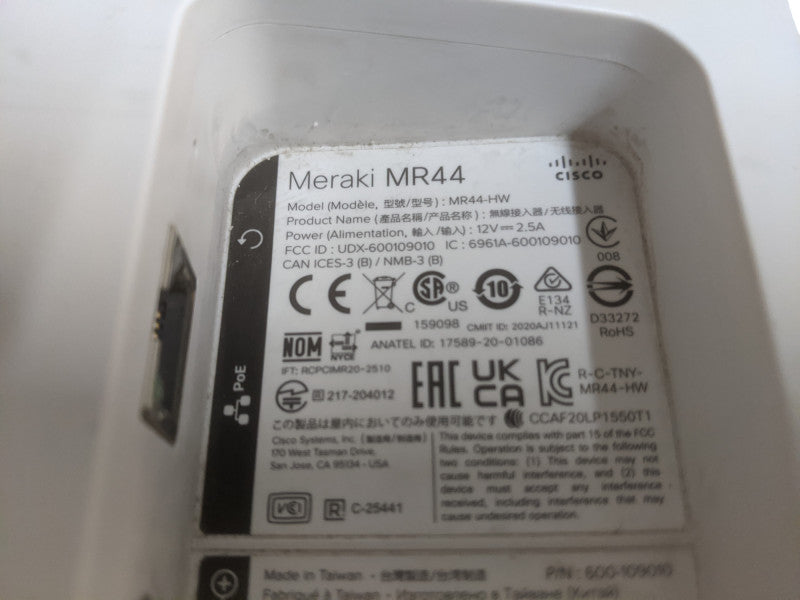 Cisco Meraki MR44-HW 2.5GHz Wireless Access Point, UNCLAIMED