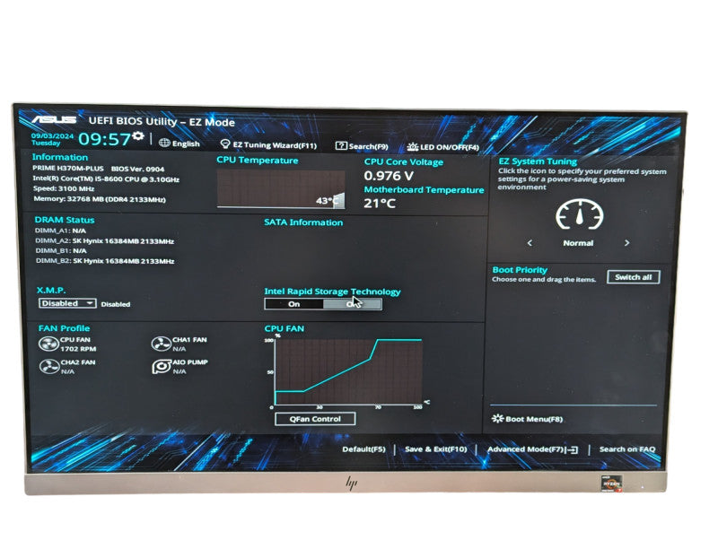 ASUS PRIME H370M-Plus with Intel Core i5-8600 @ 3.10Ghz & 32GB RAM  -