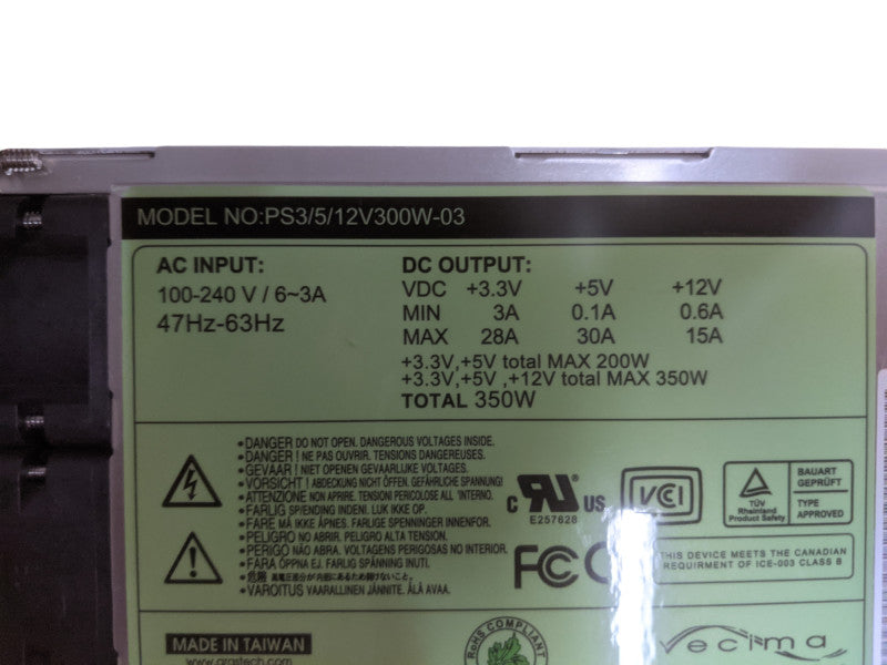 CABLEVISTA CV1111+ | Hot Swap 350w Server Power Supply | PS3/5/12V300W-03 Q