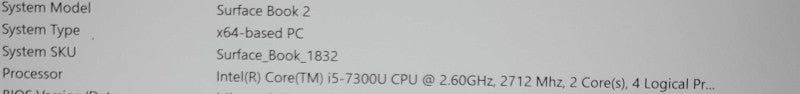 Microsoft Surface Book 2 13.5" Core i5-7300U 2.6GHz 8GB RAM 256GB SSD READ _ Lap200