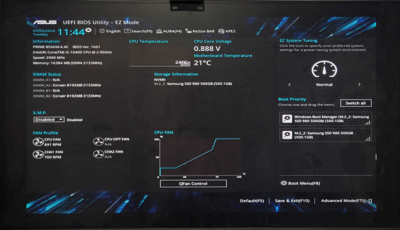 Custom PC/ASUS PRIME B560M-A AC, i5-10400 2.90GHz, 16GB DDR4, 500GB NVMe, GT 1030 2GB