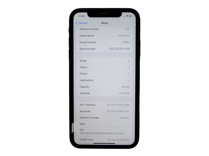 Apple iPhone XR 64GB (A1984), Unlocked