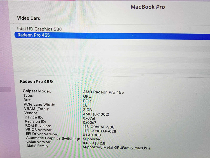 Apple Macbook Pro 2016 15" 4-Core i7-6820HQ @ 2.7GHz 16GB DDR3 512GB SSD (