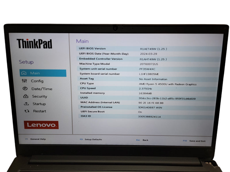 Lenovo ThinkPad E14 G2| Ryzen 5 4500U @2.3GHz | 16GB DDR4 | 512GB SSD - READ  Lap200
